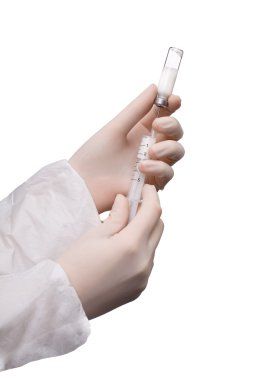 Syringe in hands clipart