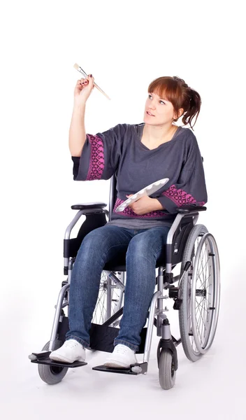 Flicka på rullstol — Stockfoto