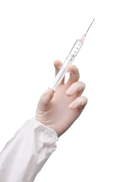 Syringe in handen — Stockfoto