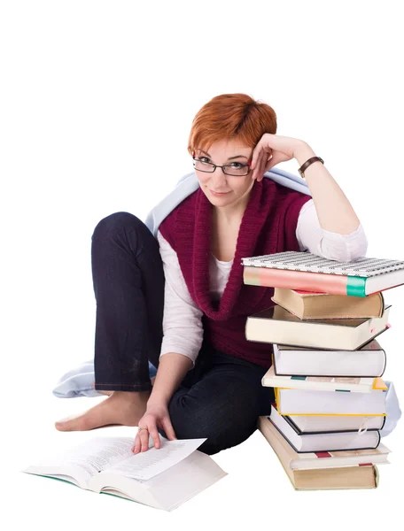 Girl with books — Stock Photo, Image