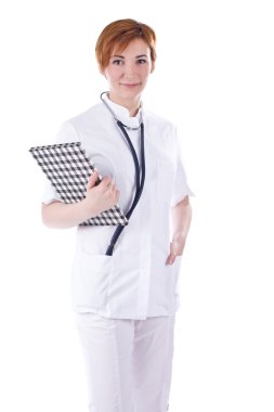 Young medic with notebook clipart