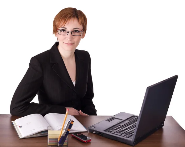 Businesswoman makes note — Stock Photo, Image