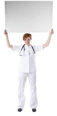 genç doktor ile boş bir beyaz tahta