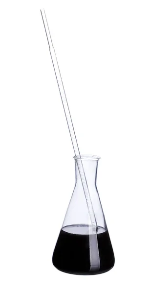 Líquido preto em frasco de vidro — Fotografia de Stock
