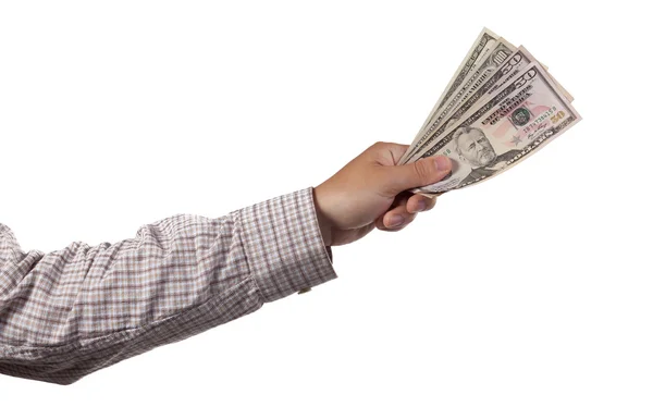 Cash in Hand isolato su bianco — Foto Stock