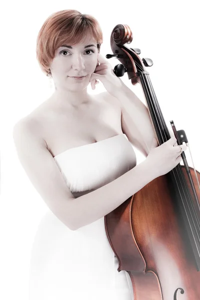 Cellist met cello — Stockfoto