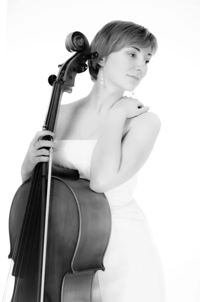 Cellist met cello — Stockfoto