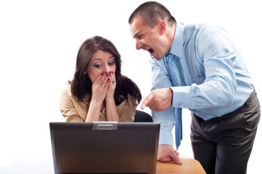 Boss arguing with an employee clipart