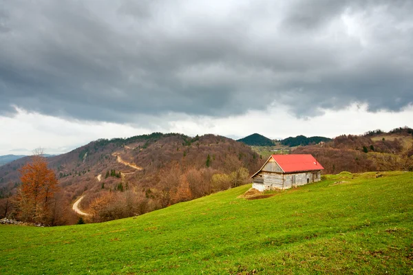 Single house on a pasture — Stock Photo, Image