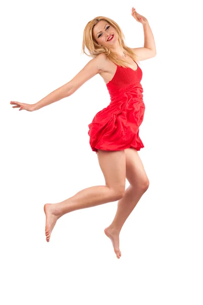 Menina feliz pulando no ar — Fotografia de Stock