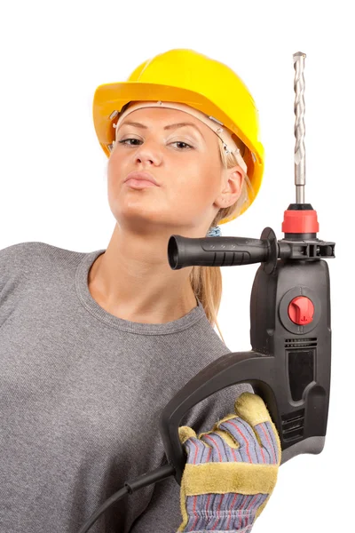 Senhora trabalhador da construção — Fotografia de Stock