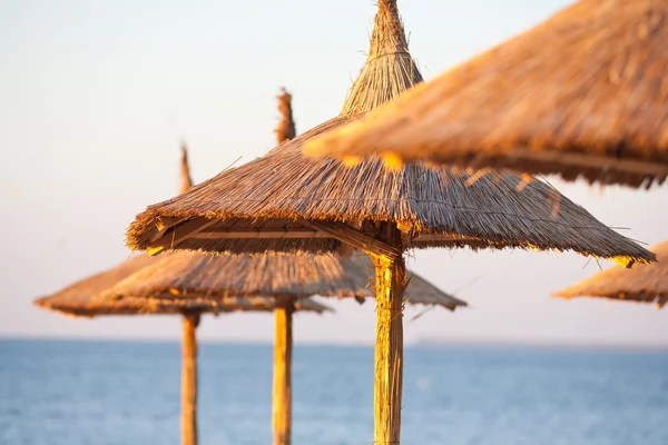 Sombrillas de paja en la playa —  Fotos de Stock