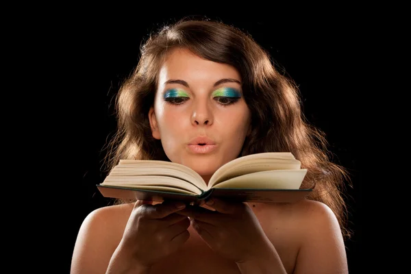 Beautiful young lady with book — Stock Photo, Image