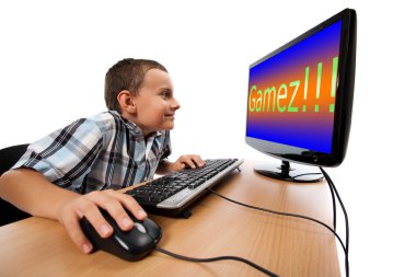 Computer game addiction concept clipart