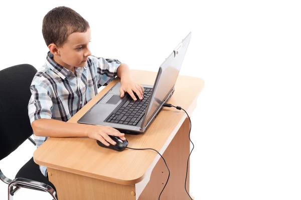 Criança moderna no computador portátil — Fotografia de Stock