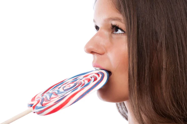 Closeup of girl with lollipop — Stock Photo, Image