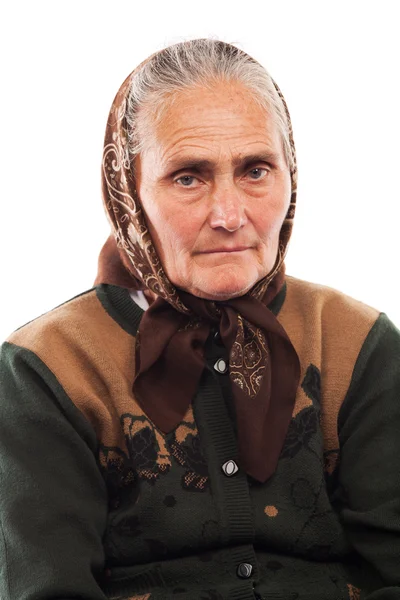 Ανώτερος γυναίκα με μαντήλι — Φωτογραφία Αρχείου