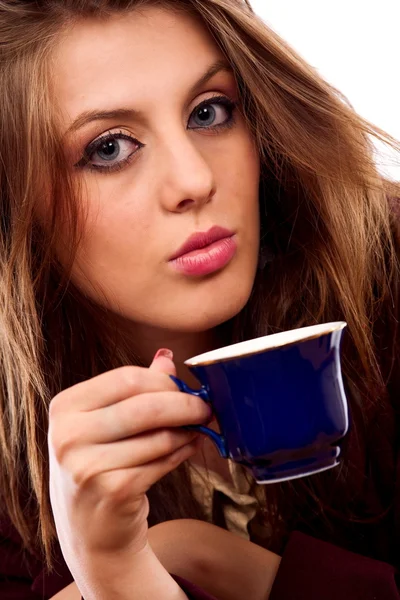 Glamour mujer de negocios con taza de café — Foto de Stock