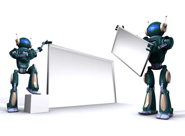 stock image Robot with empty billboard