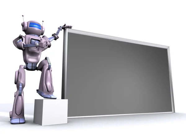 stock image Robot with empty billboard