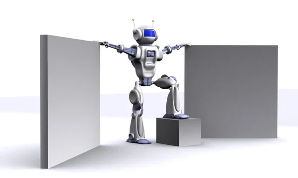 Robot med Tom billboard — Stockfoto