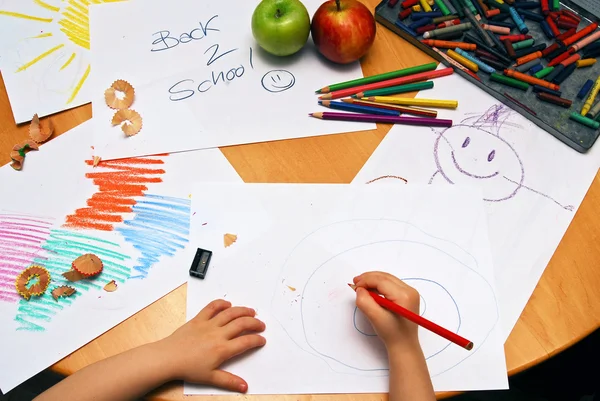 stock image Girl drawing back to school