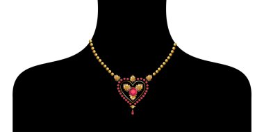 Female silhouette with golden neckless clipart