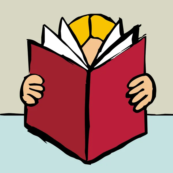 Persona leyendo un gran libro rojo — Archivo Imágenes Vectoriales