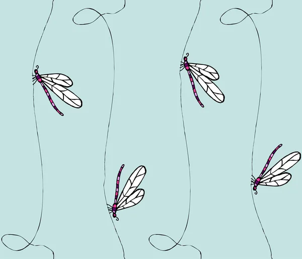 Dragonflies patrón vector — Vector de stock