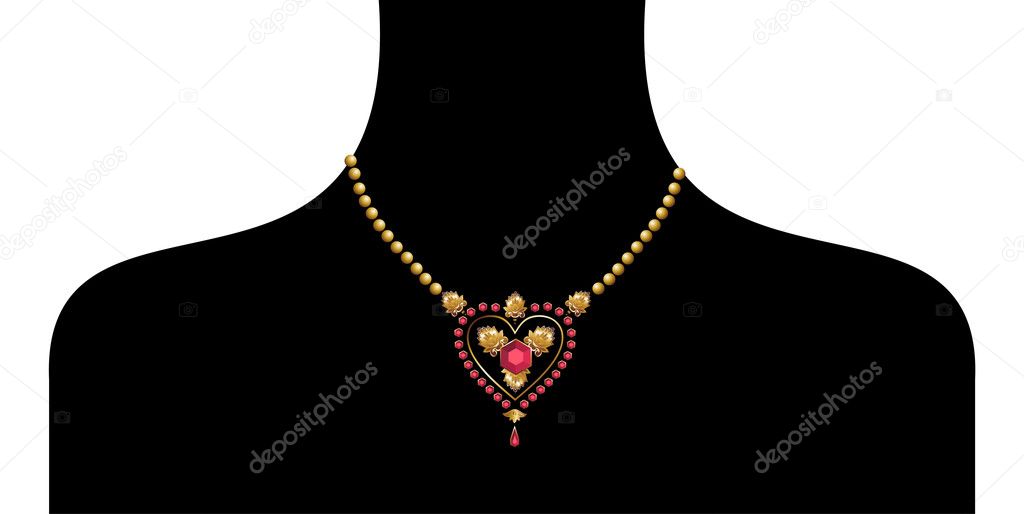 Female silhouette with golden neckless