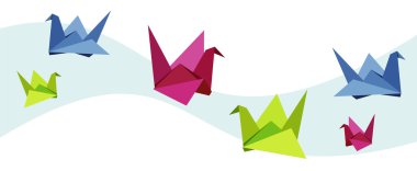 Group of various Origami swan clipart