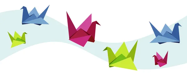 集团的各种折纸天鹅 — 图库矢量图片