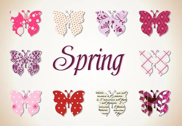 Butterflies spring pattern — Stock Vector
