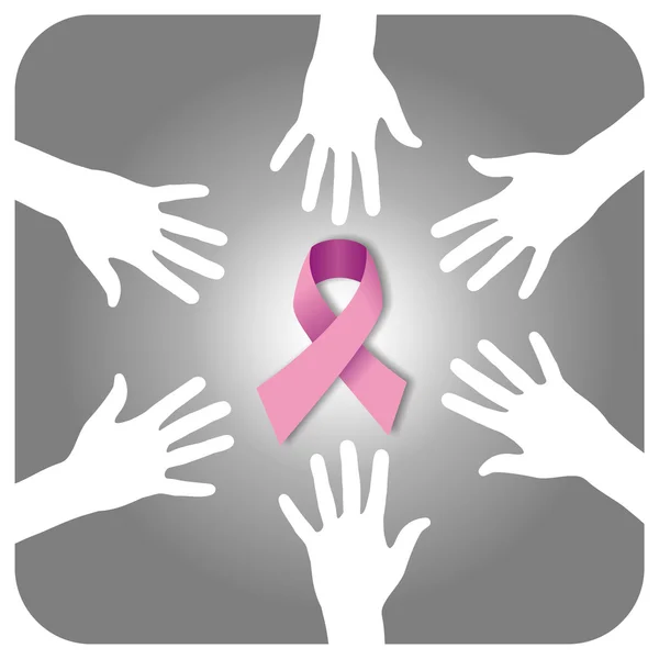 Cirkel van handen tegen kanker ziekte — Stockvector