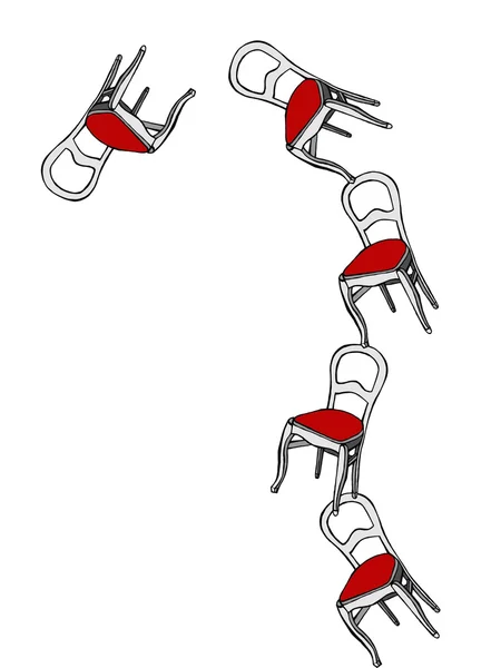 失去平衡的杂耍椅子 — 图库矢量图片
