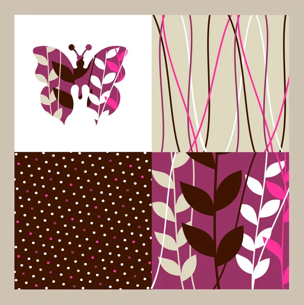 나비와 꽃 패턴 — 스톡 벡터