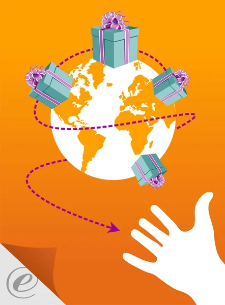 E-ticaret: elini dünyada — Stok Vektör