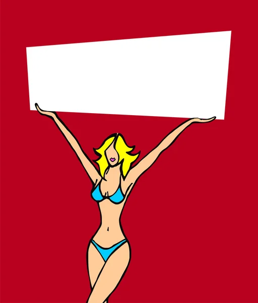 Chica mostrando una pancarta en blanco — Archivo Imágenes Vectoriales