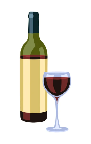 Copa de botella y vino — Vector de stock