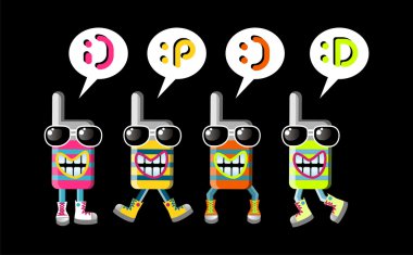 Cool MOBILE PHONE group of mascots clipart