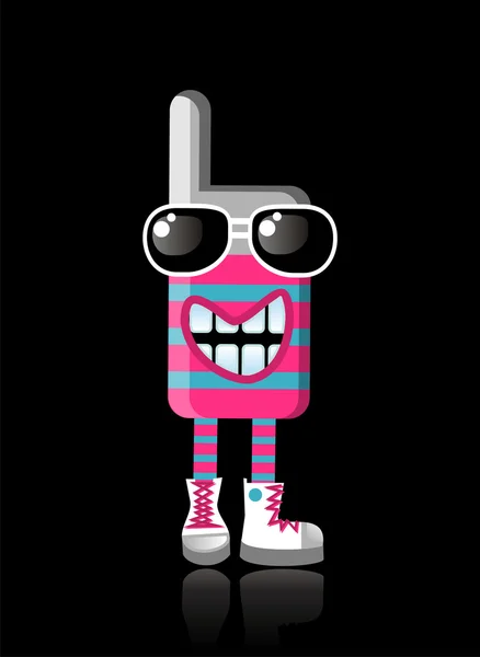Happy funky MOBILE PHONE mascot — Stock Vector
