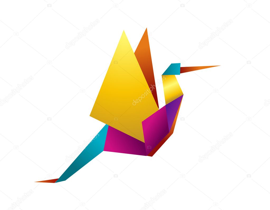 Vibrant colors origami stork