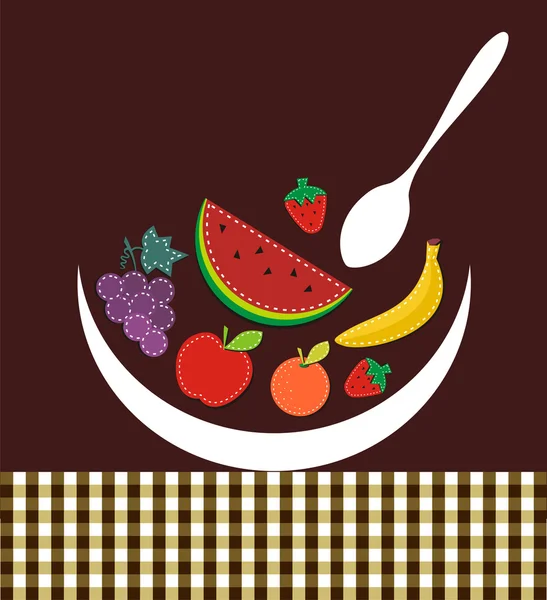 Composición contemporánea con ilustración de frutas — Vector de stock