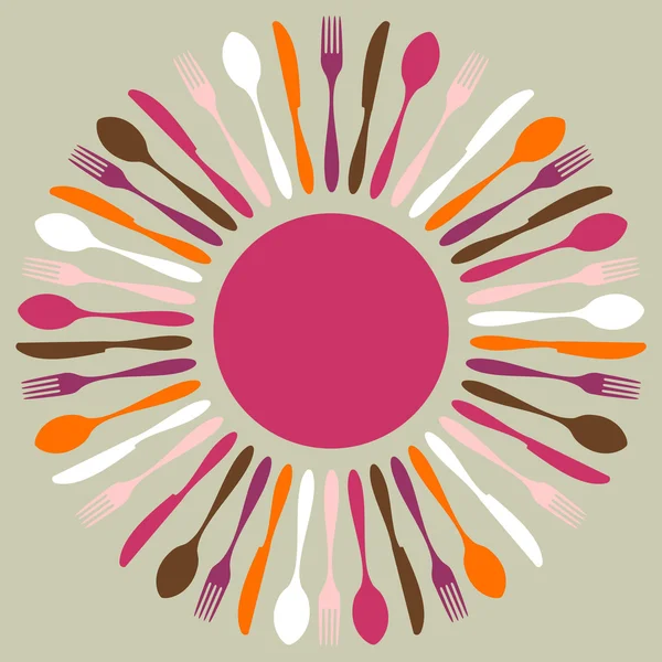 Couverts colorés restaurant mandala — Image vectorielle
