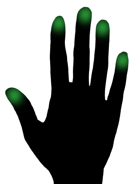 Χέρι με δάχτυλα πράσινο — Φωτογραφία Αρχείου
