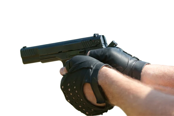 Pistola nas mãos — Fotografia de Stock