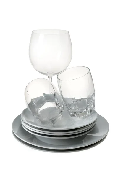 Talerze i szklanki — Zdjęcie stockowe