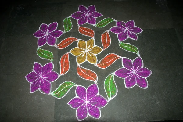 Diseño floral de Rangoli — Foto de Stock