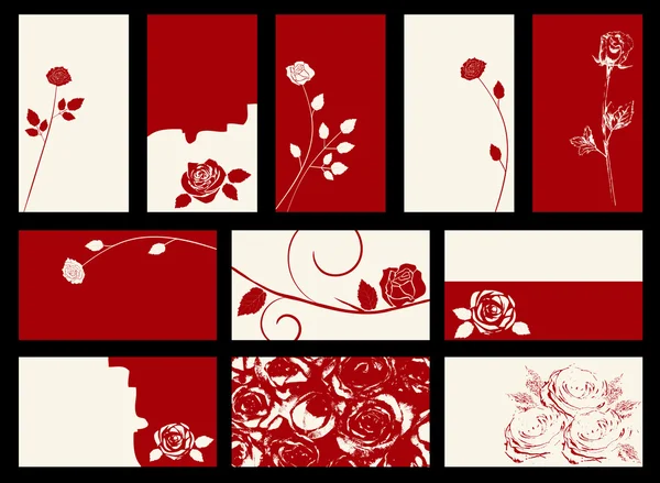 Tarjeta - colección de vectores con rosas — Vector de stock