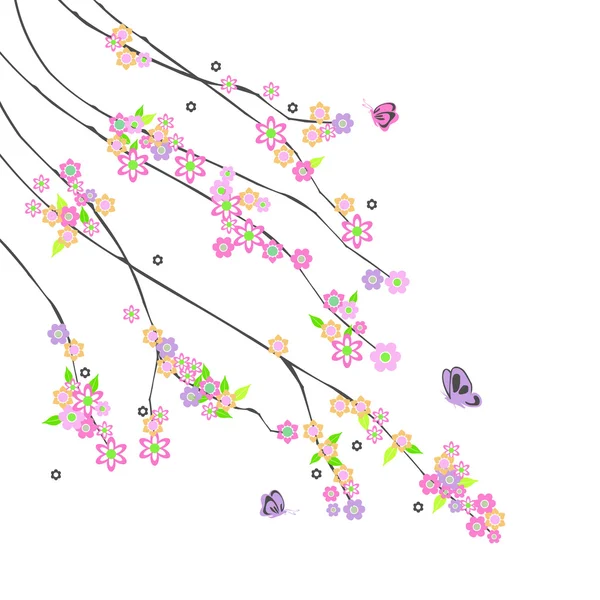 Абстрактні гілки з квітами — стоковий вектор